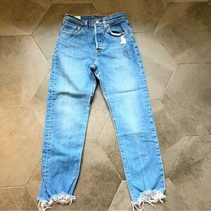 Levi's Light Blue Distressed Ankle Jeans